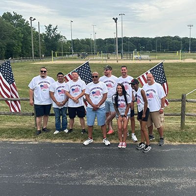 Patriotic group of people taking a picture